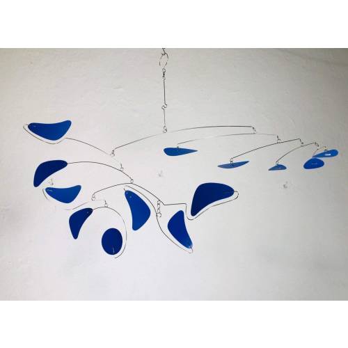 Hanging Mobile Royal Blue in Serenity Style for Home or Office Kinetic Art Sculpture
