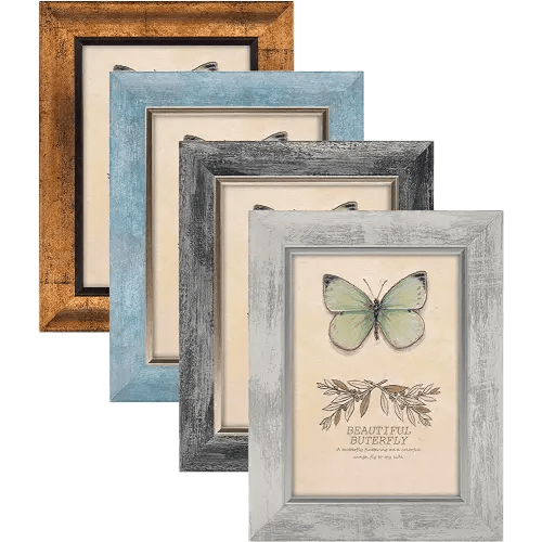 XUANLUO 5x7 Picture Frames Set of 4 Rustic Retro Photo Frame with Plexiglass Wall Mount and Tabletop Display Family Friends Wedding Gift