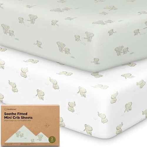 2-Pack Mini Crib Sheets Fitted, 38x26 Pack N Play Mattress Sheets (Elly)