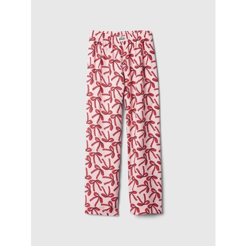 Kids 100% Recycled Flannel PJ Pants, Red Bow Print - size 4