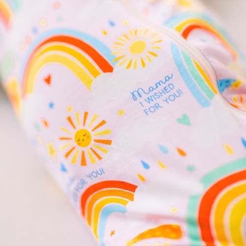 Here Comes the Sunshine (Pink) | Bamboo Footie Onesie Sleeper | "Mama, I Wished for You" | Thermo-Regulating, Double Zipper, 4-Way Stretch | Raising Mama