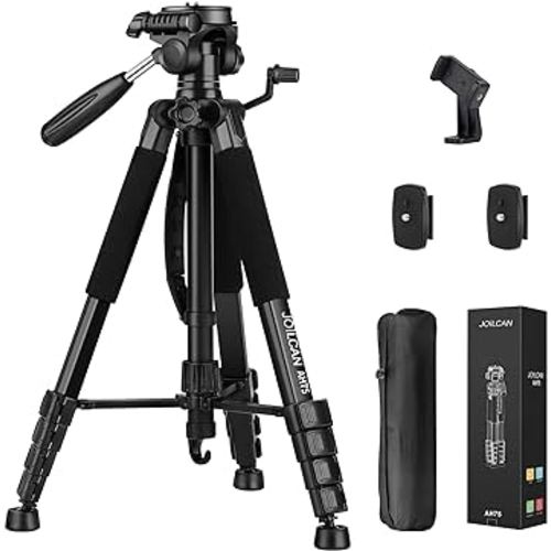 JOILCAN Tripod Camera Tripods, 74" Tripod for Camera Cell Phone Video Recording, Heavy Duty Tall Camera Tripod Stand, Professional Travel DSLR Tripods Compatible with Canon iPhone, Max Load 15 LB