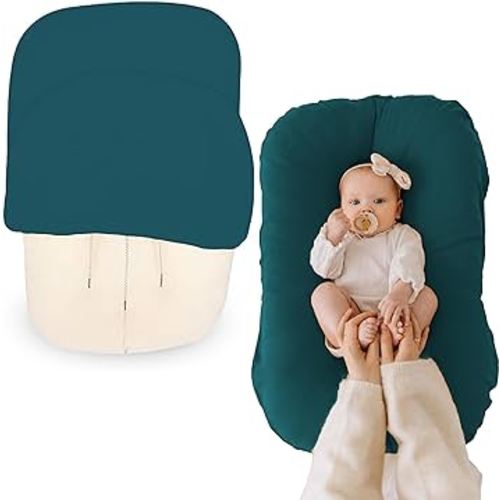 Max&So Baby Lounger Cover for Newborn - Infant Lounger & Baby Nest Loungers Pillow Cover with Removable, Soft Snug-Fitting Design - Baby Lounger Slipcover - Jade - Cover Only