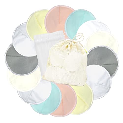 Reusable Nursing Pads 4 Pack, Washable Breast Pads for Breastfeeding  4.7inch Large Size Nursing Pads for New moms Beige