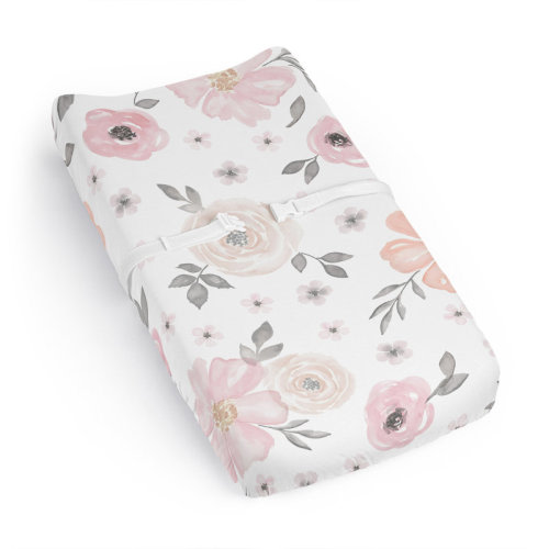 Sweet Jojo Designs Watercolor Floral Pink and Grey Changing Pad Cover Sheet by Sweet Jojo Designs | Wayfair