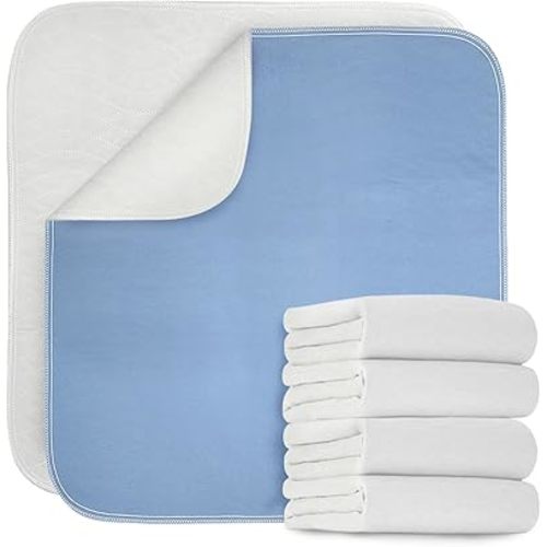 Gogreen Waterproof Reusable Underpads, 18" x 24" (Pack of 4), 4-Layer Heavy Absorbency & Quilted Washable Pads for Kid, Adult, Elderly, and Pet, Bedwetting Incontinence Pad for Bed, Sofa, Floor