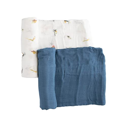 Little Unicorn – Gone Fishing Deluxe Swaddle Set | Set of 2 | 100% Rayon Muslin from Bamboo | Super Soft | Newborns and Infants | Large 47” x 47” | Machine Washable