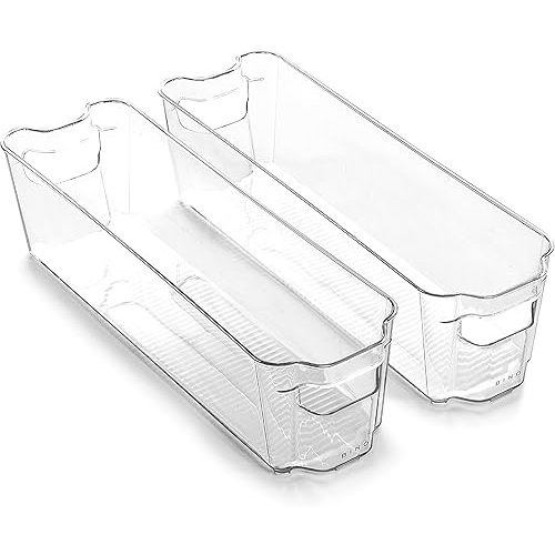 BINO | Stackable Storage Bins, Small - 2 Pack | THE STACKER COLLECTION | Clear Plastic | Built-In Handles | BPA-Free | Containers for Organizing Kitchen Pantry | Multi-Use Organizer