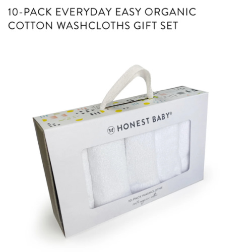 10-Pack Organic Cotton Baby-Terry Wash Cloths, Bright White | Honest Baby Clothing
