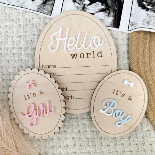 Hello World Gender Reveal Hospital Sign, Hospital Gender Reveal It's a Boy It's a Girl Wooden Sign, Gender Announcement Prop for Hospital