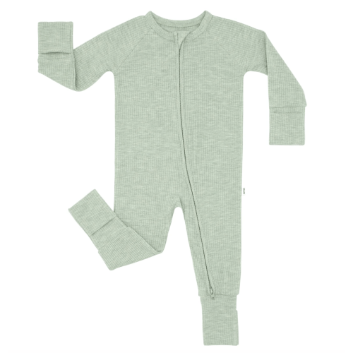 Heather Sage Ribbed Zippy - Little Sleepies
