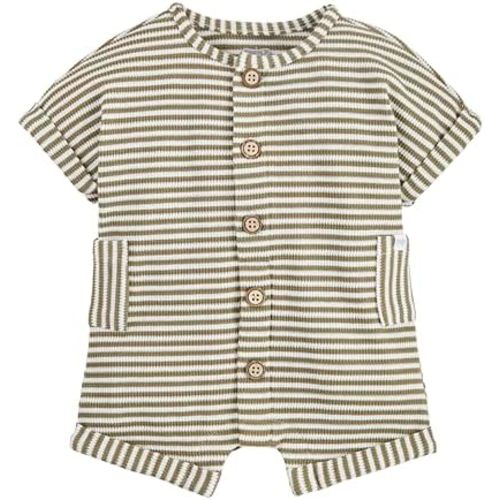 Mud Pie baby-boys Children's Green Stripe Waffle Romper