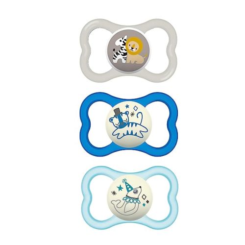 MAM Air Day & Night Baby Pacifier, for Sensitive Skin, Glows in The Dark, 3 Pack, 16+ Months, Boy,3 Count (Pack of 1) - Animal Print