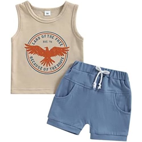 All American Dude Baby Outfit 4th of July Toddler Clothes Boy Girl Flag Stripe Star Memorial Day Summer Shorts Set