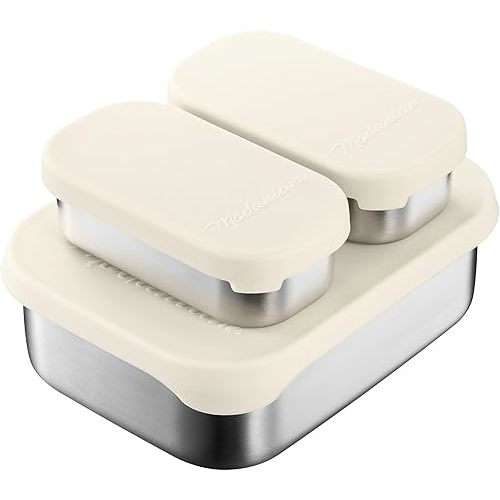 Leak proof Stainless Steel Lunch Box| Stainless Steel bento box | Sandwich, snack pack| Metal Lunch Containers| Meal prep| Metal lunch box|Small| Korean Lunchbox |Small |1 * 27oz+ 2 * 6.5 OZ