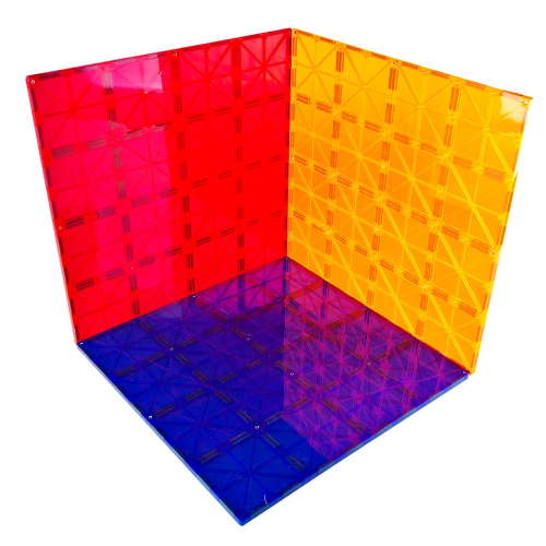 Mag-genius Magnet Tiles Super Big Magnet Toy Building Toy Board Size of 16 Mag-Genius Magnet Tiles 3 Different Colors Stabilizer 12" X 12" Magnet Plates Compatible With Any Other Brand