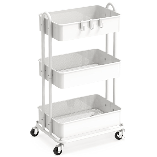 Simple Houseware Heavy Duty 3-Tier Metal Utility Rolling Cart