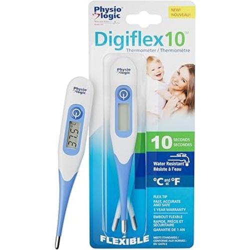 Physio Logic Digiflex 10 Digital Thermometer with Ten Second Results, Clinically Proven Accuracy in Less Than Ten Seconds, Fahrenheit or Celsius, Flexible Tip for Added Comfort and Safety