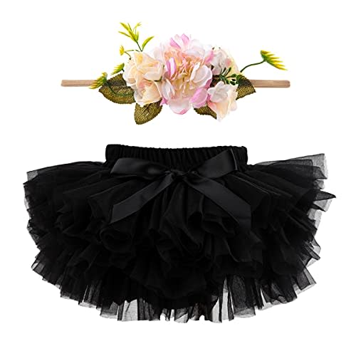 HOOLCHEAN Infant Toddler Baby Girls Super Soft Fluffy Tutu Skirt and Headband Set with Diaper Cover Bloomer