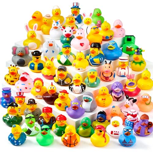 JOYIN 30 Pcs Rubber Ducks, Random Assortment Hummingbird Ducks Bulk with Mesh Carry Bag, Mini Rubber Duckies for Toddler Baby Bath Toys, Kids Bath Pool Toys Birthday Gifts Party Favors