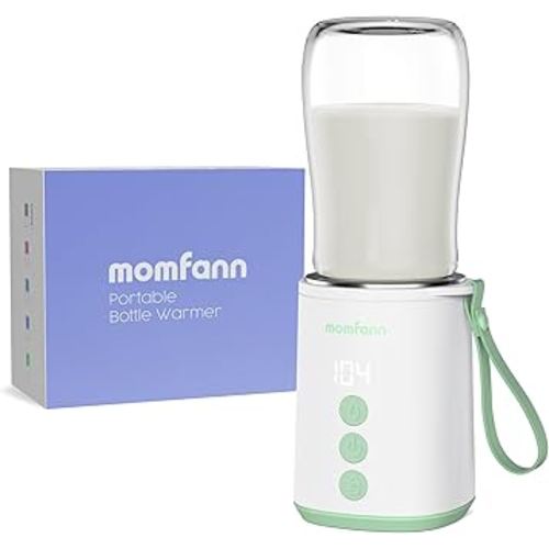 Portable Bottle Warmer, Travel Baby Bottle Warmer for Breastmilk, Leak-Proof, Fast Heating, Multi-Level Temperature Control and Automatic Shut-Off, Olive Green
