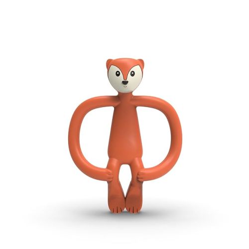 Matchstick Monkey Animal Silicone Teether for Baby 3 Months+, Easy to Hold & Naturally Fits in Mouth, BPA-Free Food Grade w/BioCote Protection, Stimulates & Massages Sore Gums, Fudge Fox