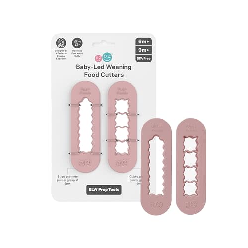 ezpz Baby Led Weaning Food Cutters | 2 Pack | For Ages 6 Months to 9 Months + (Blush)