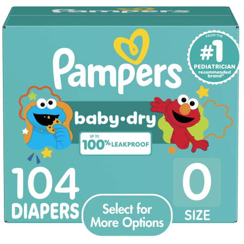 Pampers Baby-Dry Hypoallergenic Newborn Diapers, Leakproof with Wetness Indicator, 104 Count