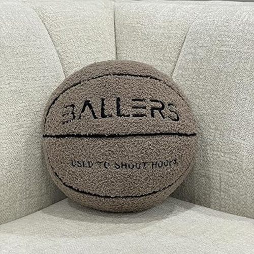 Ballers Plush Basketball Pillow - Realistic Size, Ultra Soft, Great for Relaxation and Decoration, for Basketball Enthusiasts and Home Decor (Light Brown), Plush-Pillow-1Pack