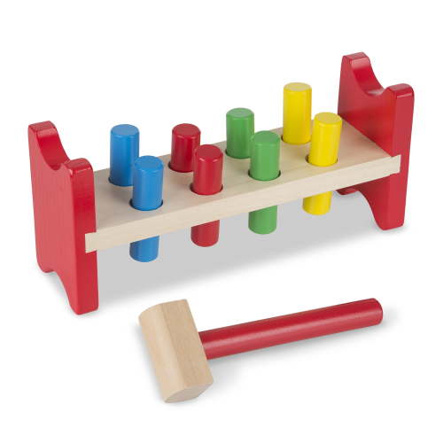 Melissa & Doug Deluxe Wooden Pound-A-Peg Toy With Hammer - FSC Certified