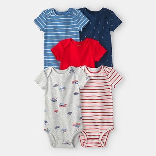 Baby Carter's 5-Pack Nautical Short Sleeve Bodysuits