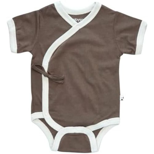 Babysoy Newborn Baby Short Sleeve Kimono Warp Around Onesie Bodysuit