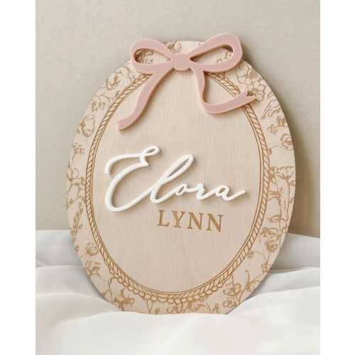 Girl Name Sign for Hospital Name Announcement Sign Newborn Girl Baby Name Plaques Floral Baby Announcement Vintage Name Nursery Decor Girly