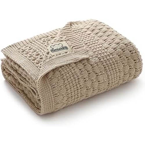 mimixiong 100% Pure Cotton Baby Blanket Extra Soft Cellular Neutral Swaddle Receiving Crib Blanket for Newborn Baby Boy Girl Size 30 x 40 inches (Camel)