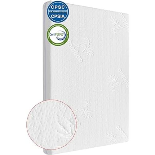 pack and play mattress(38*26*1.5)Pack N Play Mattress Topper for Bamboo Fiber and Washable Cover,graco pack n play mattress is Dual Side Gel Memory Foam Mattress,Playard Mattress for 38”x26”playard