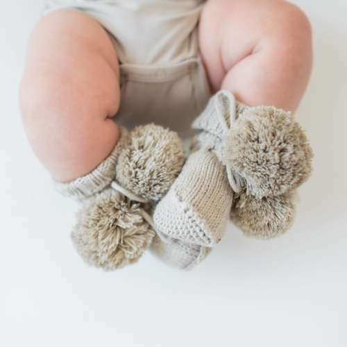 Knit Booties in Almond