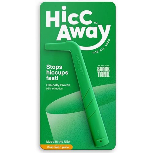 HICCAWAY Hiccup Straw - Stops Hiccups Naturally & Fast - As Seen On Shark Tank - Clinically Proven Relief for All Ages, Children & Adults - Safe, Lightweight, & Reusable Green 1 Pack
