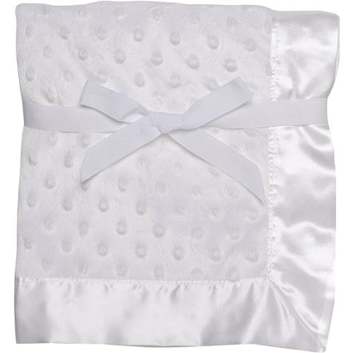 Baby Starters Textured Dot Blanket with Satin Trim, White
