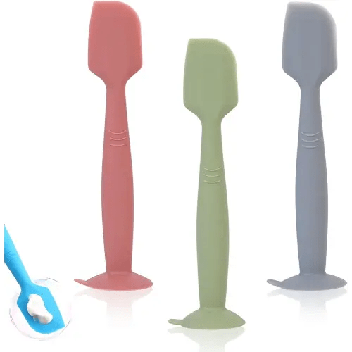 Baby Diaper Cream Spatula Applicator 3 Pack Butt Paste Spatula Soft Silicone,Diaper Rash Cream Applicator, Baby Essentials Must Haves Newborn Stuff (Red Green Grey)