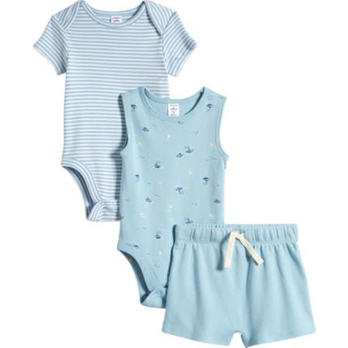 Assorted 3-Piece Cotton Bodysuits & Shorts Set