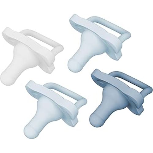 Dr. Brown's HappyPaci 100% Silicone Baby Pacifier, Contoured One-Piece Design, Light-Blue, Blue, White, 0-6m, BPA-Free, 4-Pack