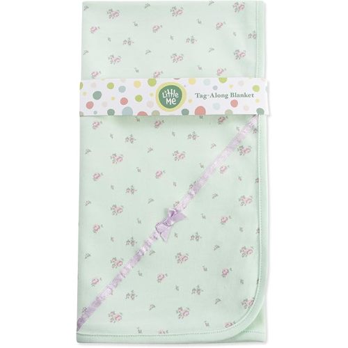 Little Me Baby-Girls Newborn Petite Rose Tag Along Blanket, Green Multi, One Size
