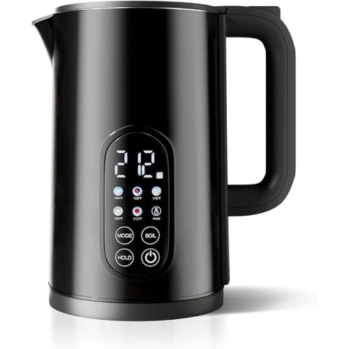 1.7L Stainless Steel Electric Kettle with Temperature Control–Black