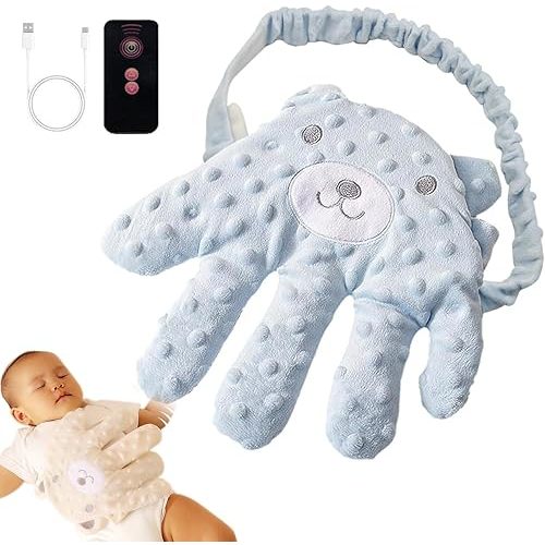 Baby Soothing Palm, Baby Patter for Sleep, Baby Startle Prevention Hand Glove Electric Baby Hand Pillow Red Bean Filling Cute Baby Soothing Palm for Newborns Baby Girl Baby Boy (Blue Bear)