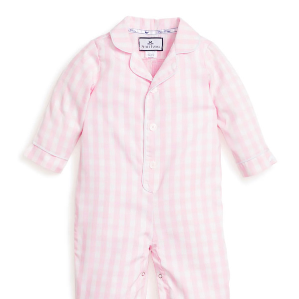 Baby's Twill Classic Romper in Pink Gingham