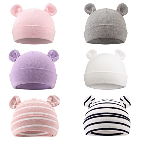 PESAAT Newborn Hospital Hat 0-12Months Preemie Boys Girls Beanie Solid Infant Baby Hats Autumn Winter