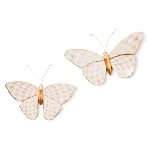 MacKenzie-Childs Rosy Check Wall Decor Butterfly Duo