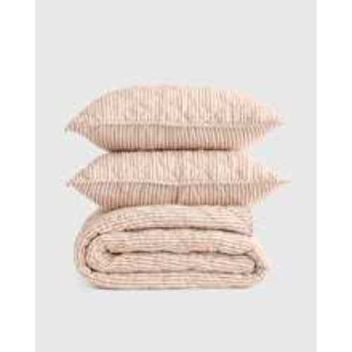 European Linen Striped Quilt Set