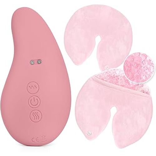 IDEALY - Lactation Massager- Breastfeeding Essentials Support Kit for Nursing Moms - Vibrating Lactation Massager with Heat and Breast Therapy Pads: Improve Milk Flow and Relieve Clogged Ducts