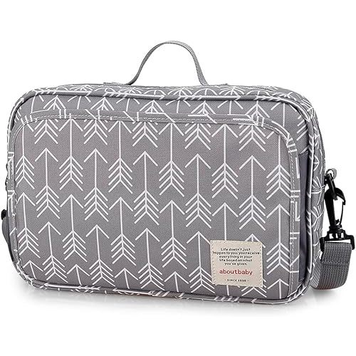 MOMIGO Diaper Caddy Tote Baby Stroller Bag Nursery Storage Bin , Wipes & Toys Mini Diaper Bag for Outdoor (Grey Arrow)